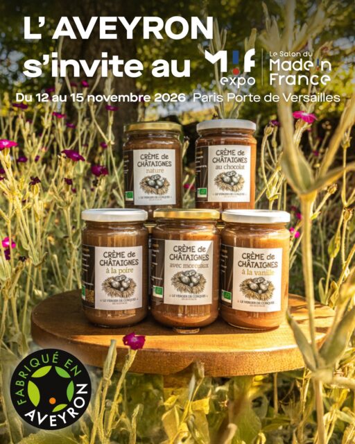 La châtaigne, un trésor du terroir aveyronnais à redécouvrir ! 🌰

À Conques, Maïté redonne vie à une châtaigneraie de 2 hectares avec @levergerdeconques. Cultivées en agriculture biologique, ses châtaignes sont récoltées avec soin puis transformées en délicieuses spécialités : crèmes de châtaignes nature, à la vanille, à la poire ou encore au chocolat, farine et brisures. Un savoir-faire qui remet à l'honneur ce fruit emblématique et fait rimer préservation du patrimoine et gourmandise ! 😋

👉 À découvrir sur le pavillon Fabriqué en Aveyron
📍 MIF Expo – Paris Porte de Versailles
🎯 Stand Q60
🗓️ Du 12 au 15 novembre 2026
🔗 Retrouvez toutes les informations dans notre bio

#fabriqueenaveyron #madeinfrance #mifexpoparis #aveyron #conques #chataignes #agriculturebiologique #terroir #gourmandise #savoirfaire